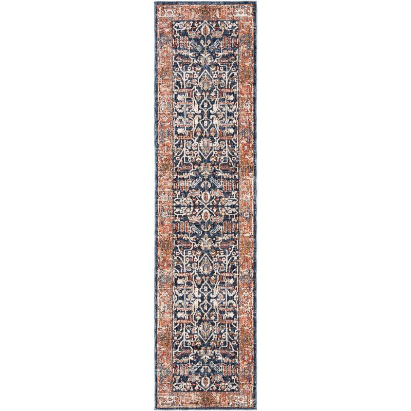 Heirloom HRL703 Power Loomed Runner Rug - Navy/Beige - 2'x8' - Safavieh.