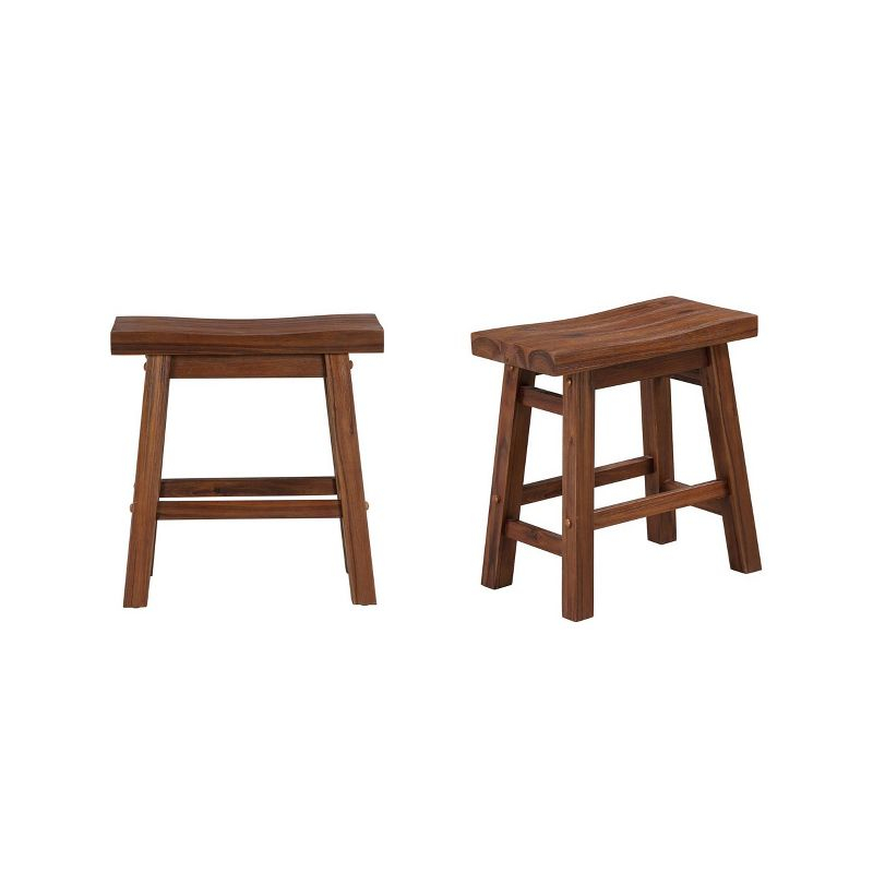 Set of 2 18" Sonoma Saddle Stools, Acacia Wood, Rustic Farmhouse - Boraam