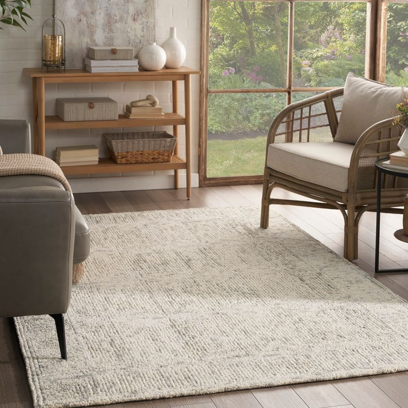 Nourison Vail Contemporary Indoor Area Rug Ivory Grey Teal 5'3" x 7'3"