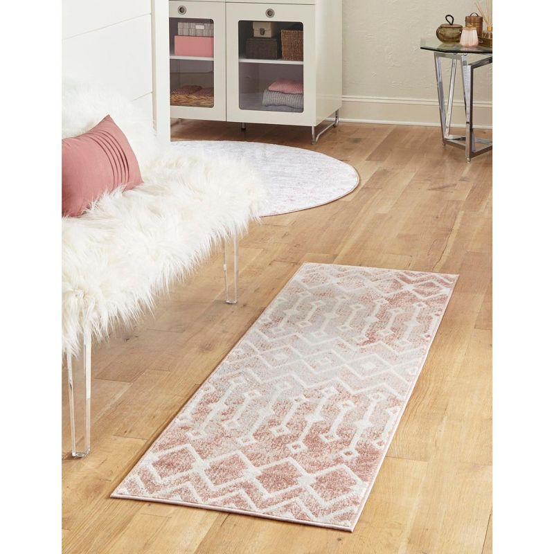 Unique Loom Bohemian Trellis Collection Area Rug - Gypsy (2' 7" x 10' Runner Dusty Rose/Ivory)