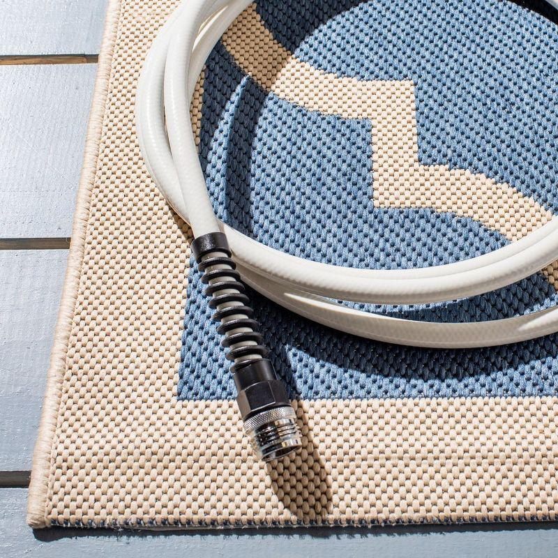 Courtyard CY6914 Power Loomed Indoor/Outdoor Area Rug - Blue/Beige - 6'7"x9'6" - Safavieh.