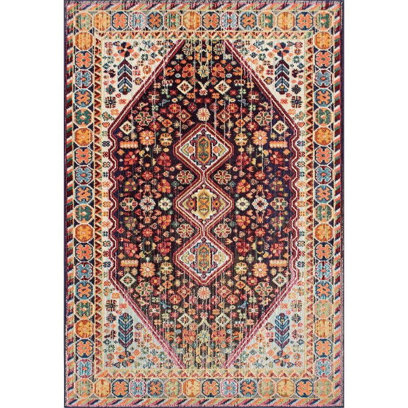4'x6' Vintage Erline Area Rug Black - nuLOOM: Medallion Pattern, Low Pile, Polypropylene, Indoor Use, Rectangle Shape