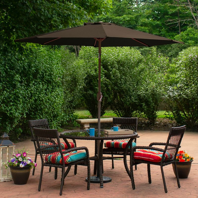 Northlight 9' Octagon Outdoor Patio Market Umbrella with Hand Crank and Tilt - Brown/Black
