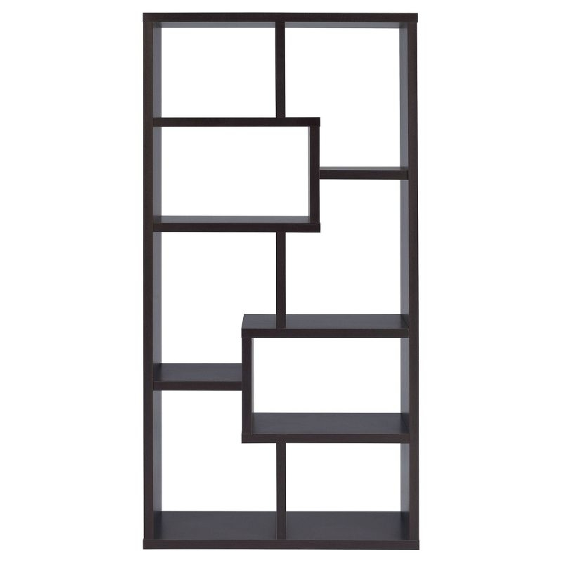 70.75" Theo 8 Shelf Bookcase Cappuccino - Coaster: Modern Laminated, Open Back, Fixed Shelves
