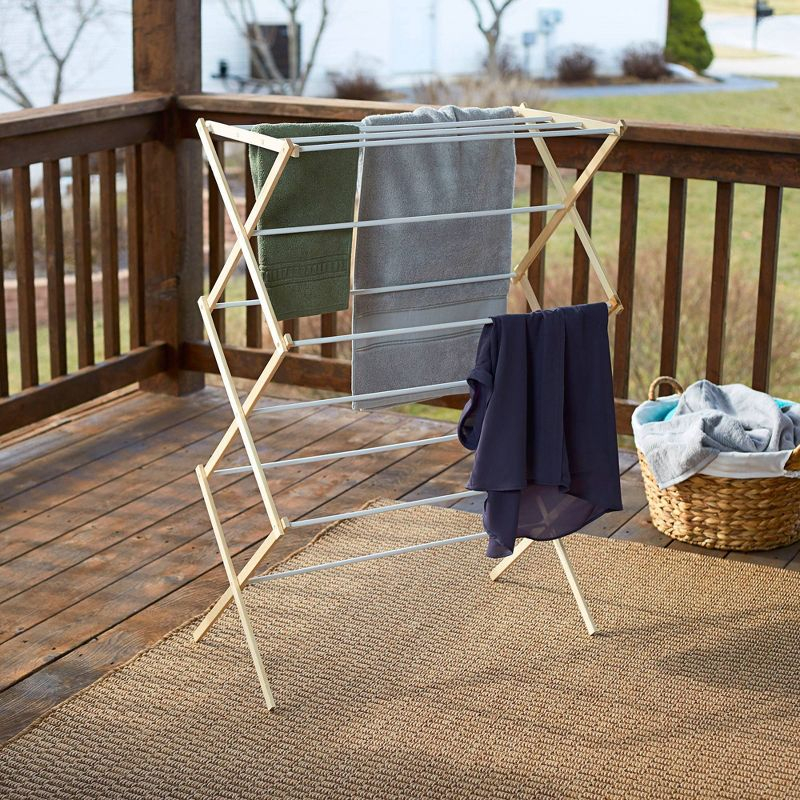 Household Essentials Wood Clothes Dryer White: Light Brown Drying Rack, 25 lb Capacity, No Assembly Required