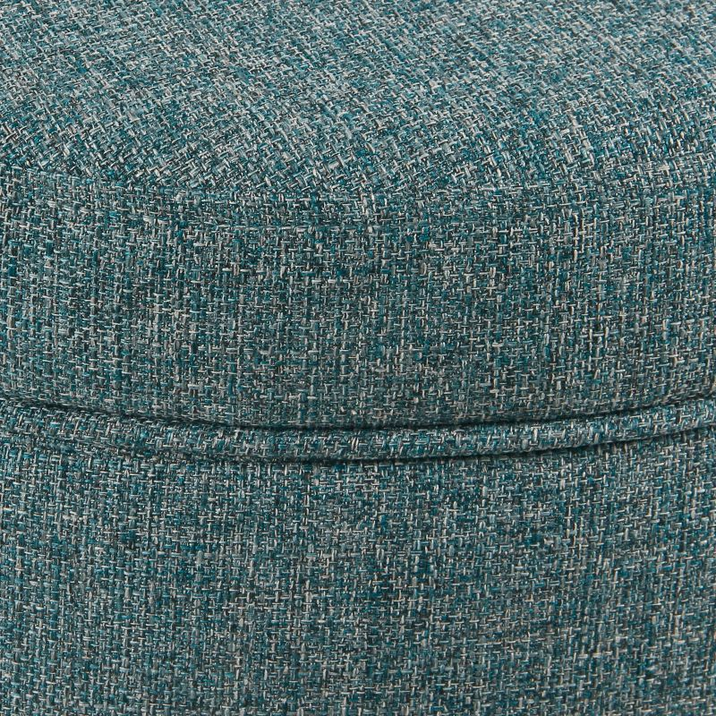 HomePop Round Storage Ottoman Teal Tweed