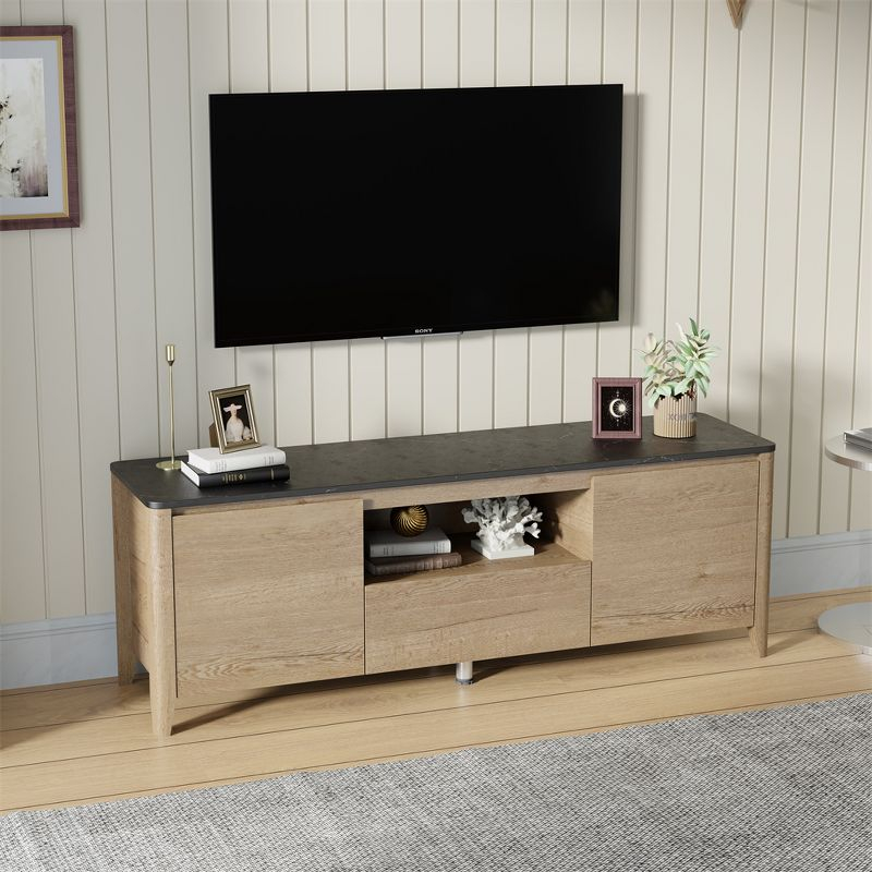 58" Modern TV Stand For Up To 80 Inch TV, Entertainment Center With Storage, Media TV Console Table With LED Lights, Media Consoles For Living Room