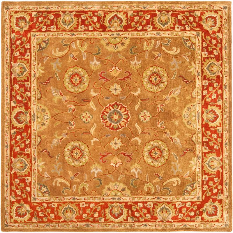 Heritage HG963 Hand Tufted Area Rug - Beige/Rust - 6'x6' - Safavieh.