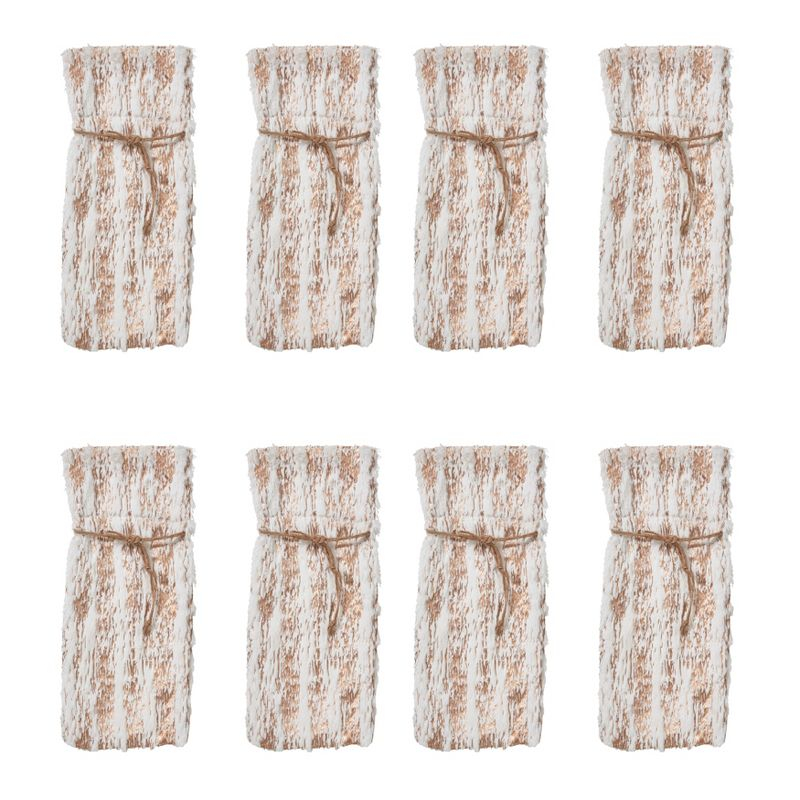 Saro Lifestyle Faux Fur With Brushed Metallic Foil Print Bottle Bag (Set of 8), 6"x15", Gold