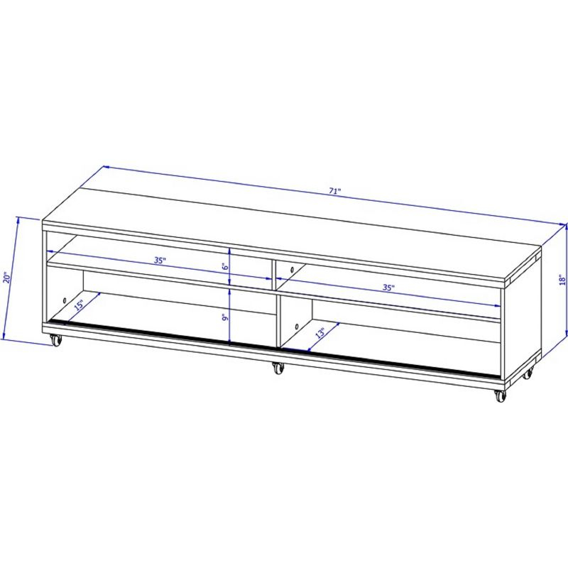 Utopia TV Stand for TVs up to 65" White - Manhattan Comfort: Modern Entertainment Center, Cable Management
