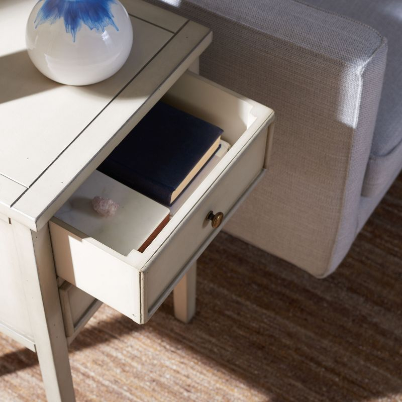 Toby Accent Table With Storage Drawers - AMH6625D - White Birch - Safavieh Couture