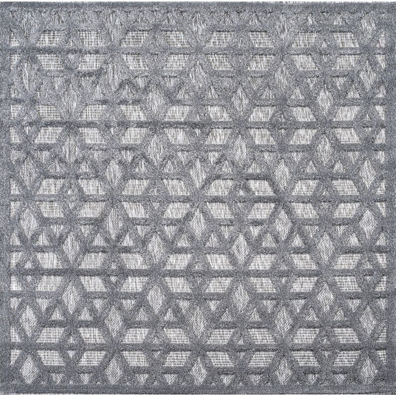5' x 5' Talaia Neutral Geometric Indoor/Outdoor Area Rug, Dark Gray - JONATHAN Y