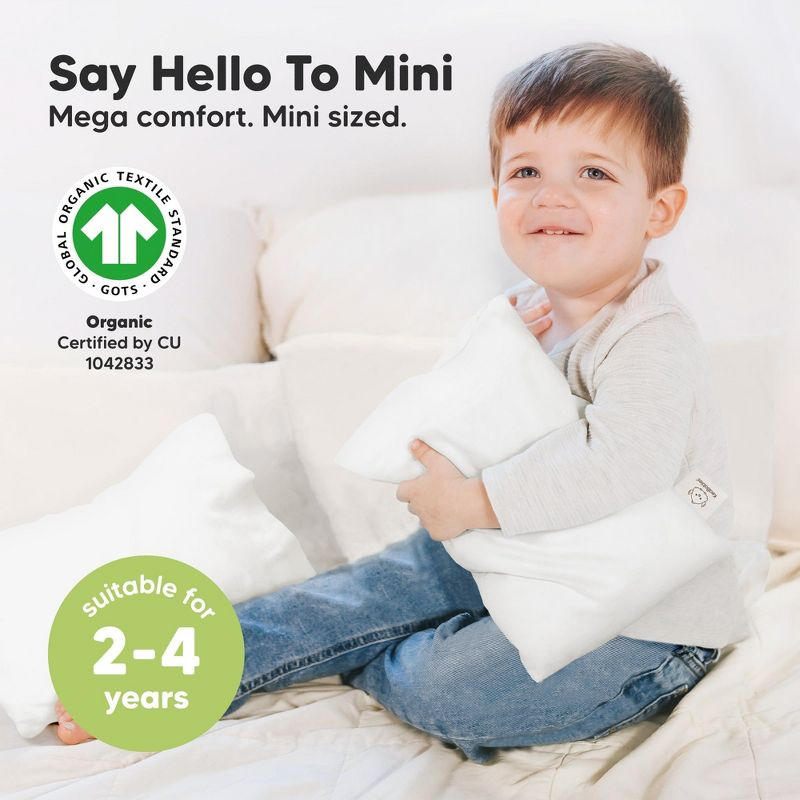KeaBabies Mini Toddler Pillow with Pillowcase, 9x13 Small Pillow for Toddler, Soft Kids Pillow for Sleeping, Travel, Age 2-4 (Soft White)