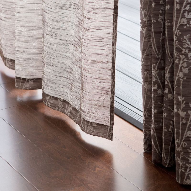 Chanasya 2pk Jacquard Floral Partial Room Darkening Grommet Window Curtain Panels - Set of 2 - 52 x 63 Inches Long - Brown