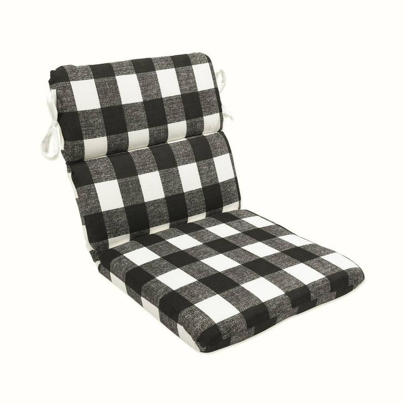 Anderson Rounded Corners Outdoor Chair Cushion Black - Pillow Perfect: Weather-Resistant Patio Seat with Ties