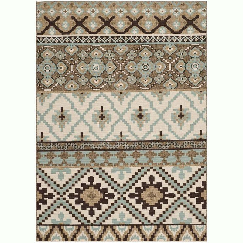 Veranda VER097 Power Loomed Indoor and Outdoor Area Rug - Creme/Brown - 5'3"x7'7" - Safavieh.