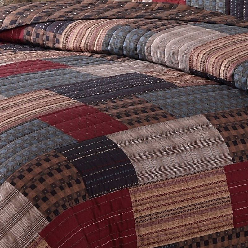 2pc Twin Gunnison Quilt Set Red/Assorted Grays - Style 212