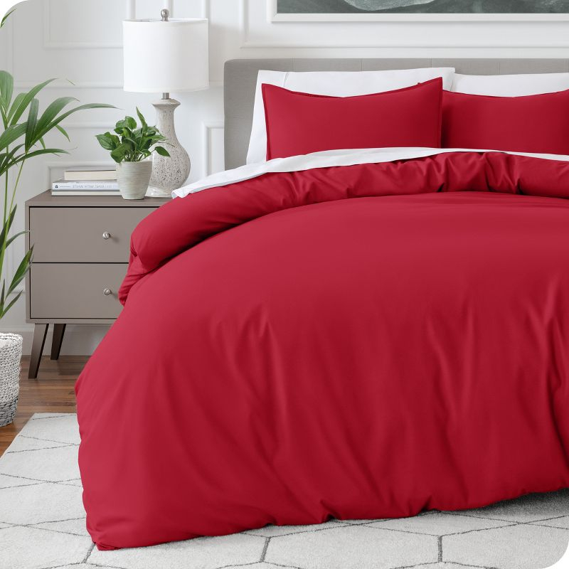 King/Cal King Red Double Brushed Duvet Cover Set by Bare Home