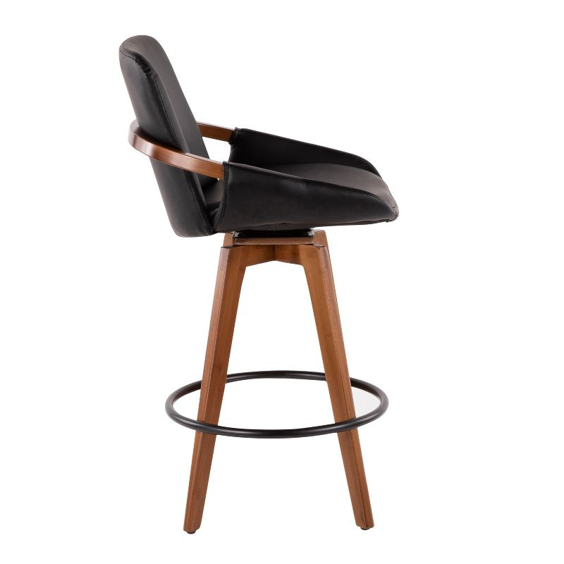 26" Cosmo Mid-Century Modern Counter Height Barstool Black - LumiSource: Upholstered, Wood Legs, 250lb Capacity