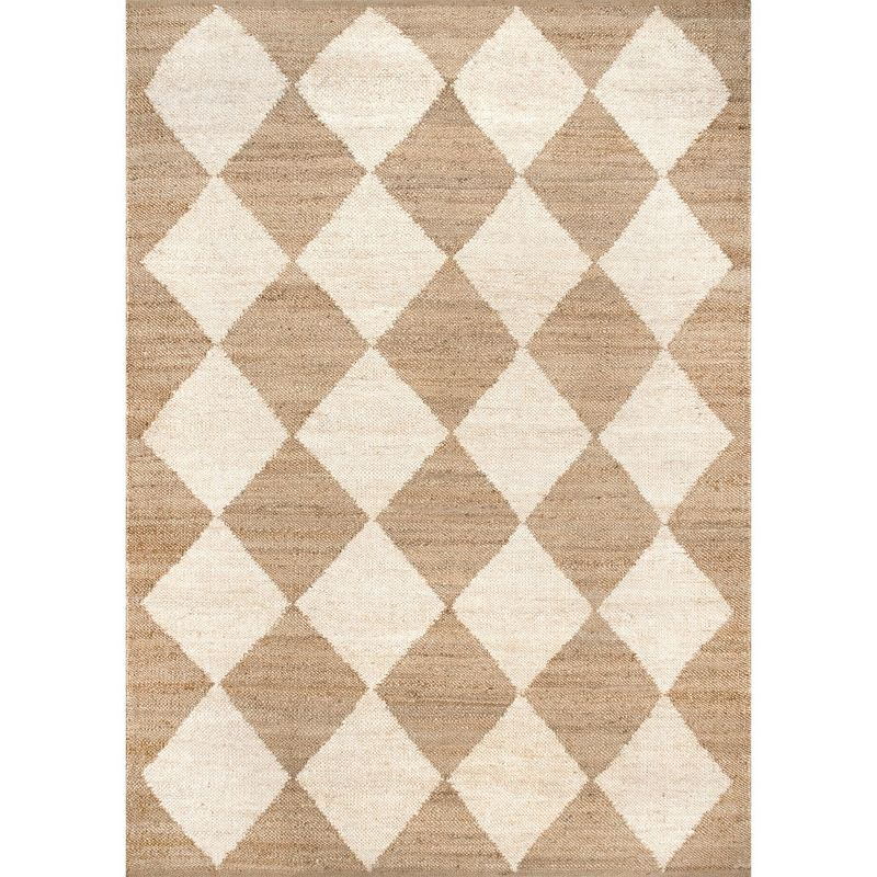 Nuloom Louie Diamond Checkerboard Jute Area Rug, 4' x 6', Natural