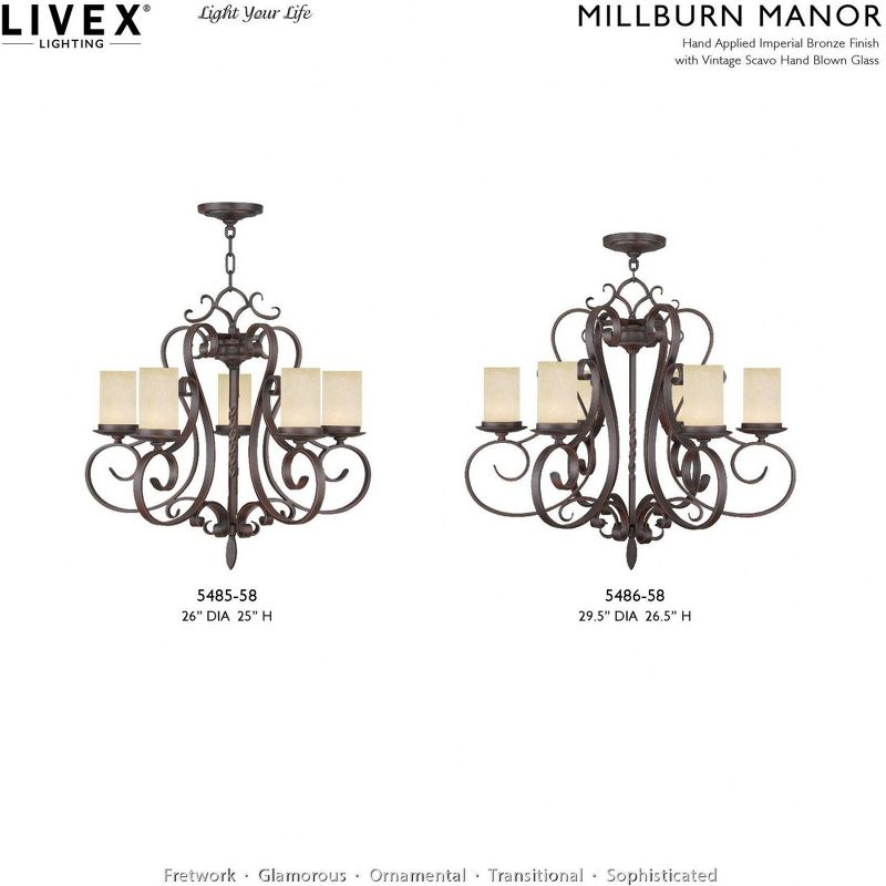 Livex Lighting Millburn Manor 6 - Light Chandelier in  Imperial Bronze