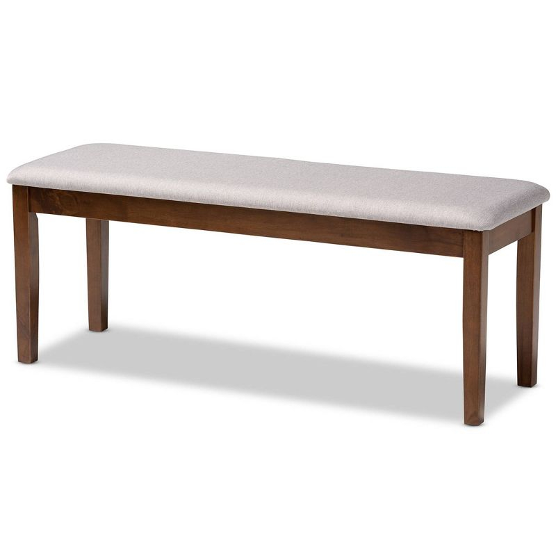 Teresa Fabric Upholstered and Wood Dining Bench Gray/Walnut - Baxton Studio