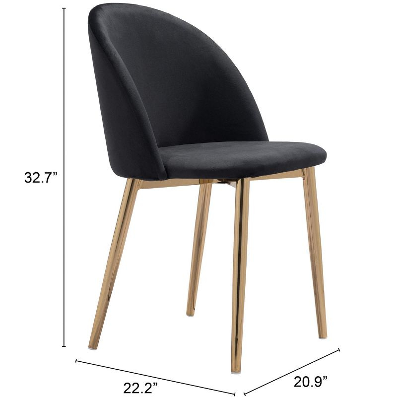 Zuo Cozy Dining Chair (Set of 2) Black & Gold