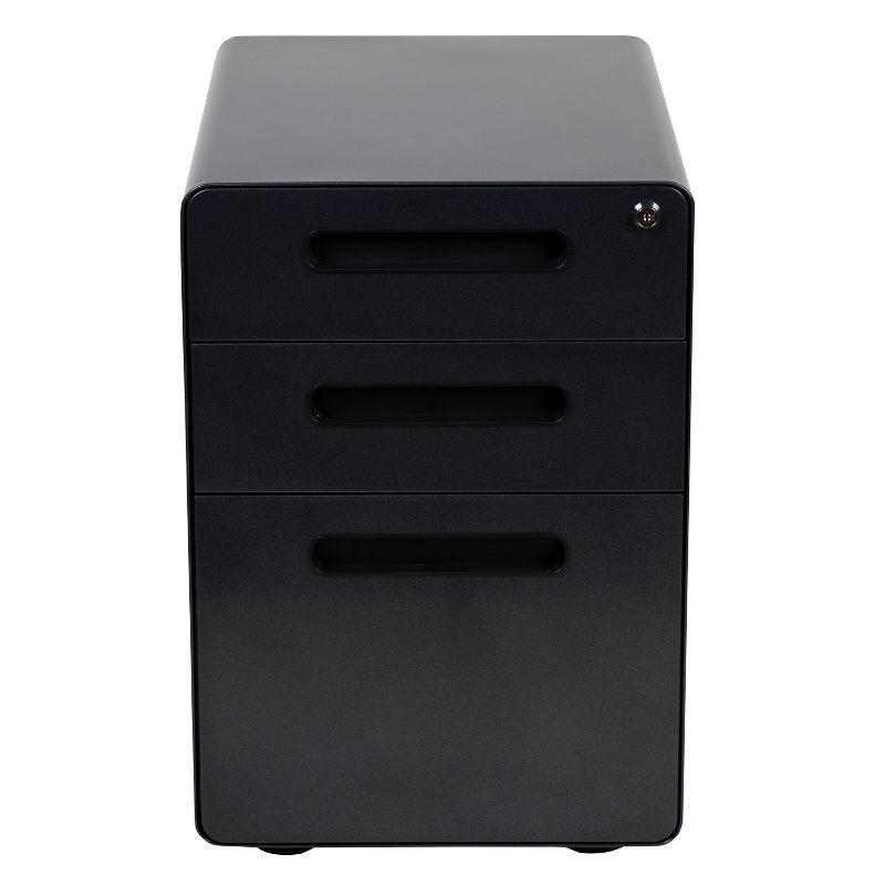 Flash Furniture Ergonomic 3-Drawer Mobile Locking Filing Cabinet with Anti-Tilt Mechanism and Hanging Drawer for Legal & Letter Files, Black