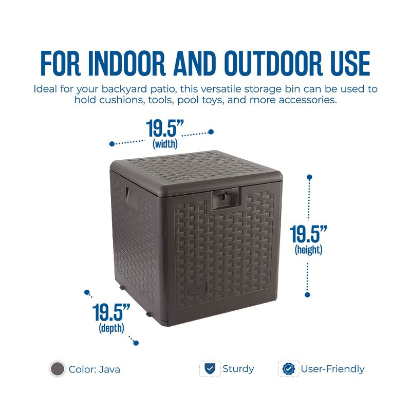 Plastic Development Group 28-Gallon Weather-Resistant Plastic Resin Outdoor Storage Patio Deck Box with Slide and Snap Assembly, Java Brown