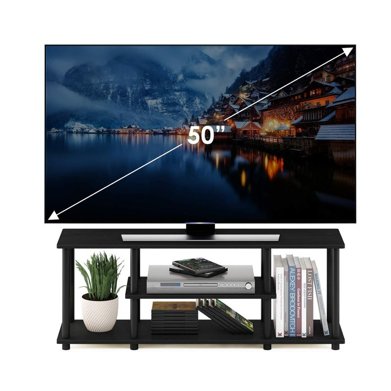 Furinno No Tools 3-Tier TV Stands for TV's up to 50" Entertainment Media Center Walnut/Black