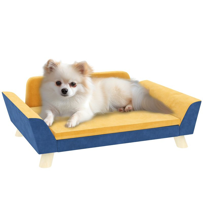 PawHut Dog Sofa Bed, Dog Couch, Pet Sofa for Small Dogs w/ Soft Cushion, Removable Washable Cover, Elevated Dog Bed Couch with Anti-Slip Foot Pads