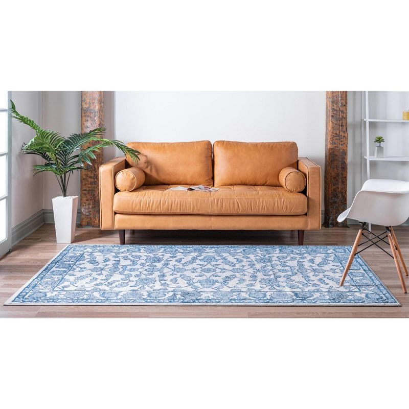 Unique Loom Boston Collection Area Rug - Floral (3' 3" x 5' 3" Rectangle White Blue/Gray)