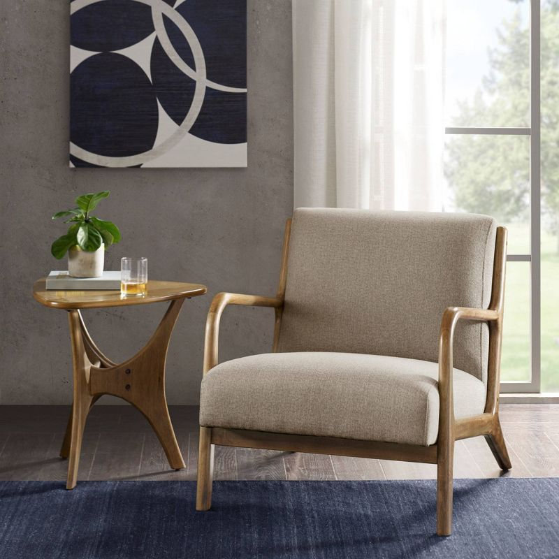 Ink+Ivy Novak Lounge Chair Taupe: Mid-Century Modern, Polyester Upholstery, Rubberwood Frame
