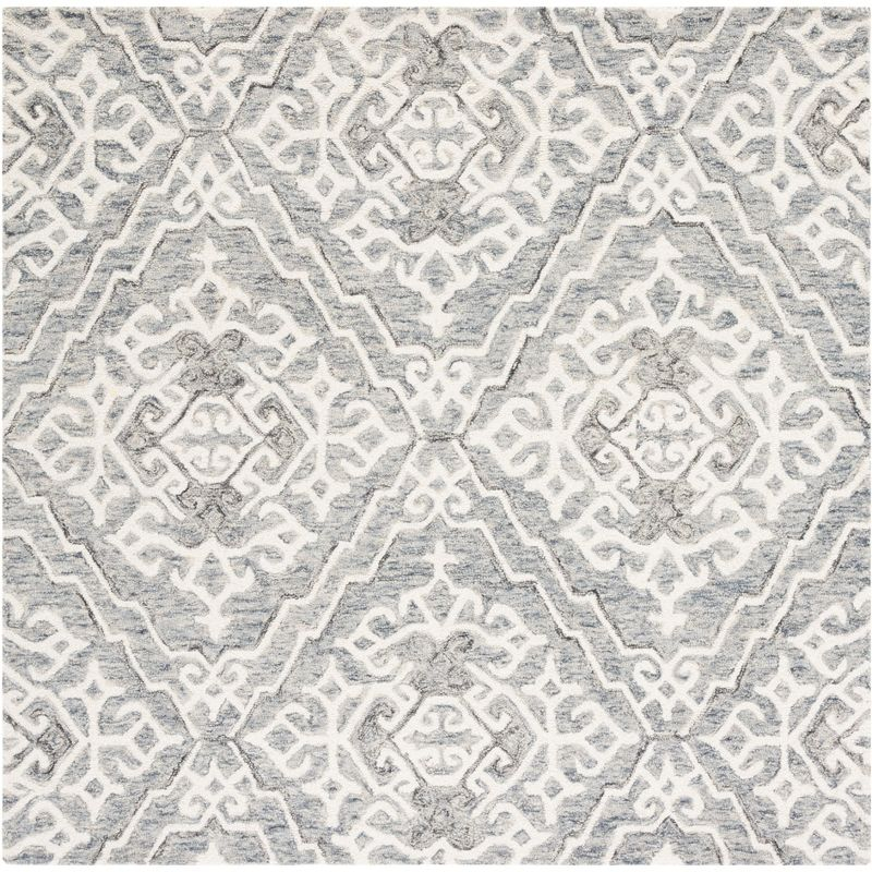 Micro-Loop MLP905 Hand Tufted Area Rug - Grey/Ivory - 5'x5' - Safavieh.