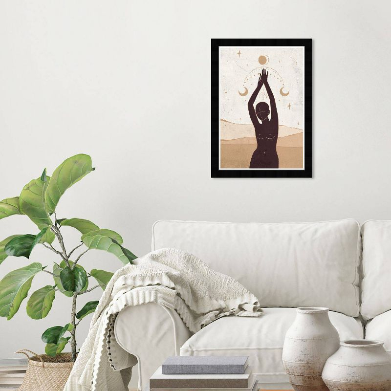 15" x 21" Astral Body Moon and Stars Framed Wall Art Print Black - Wynwood Studio