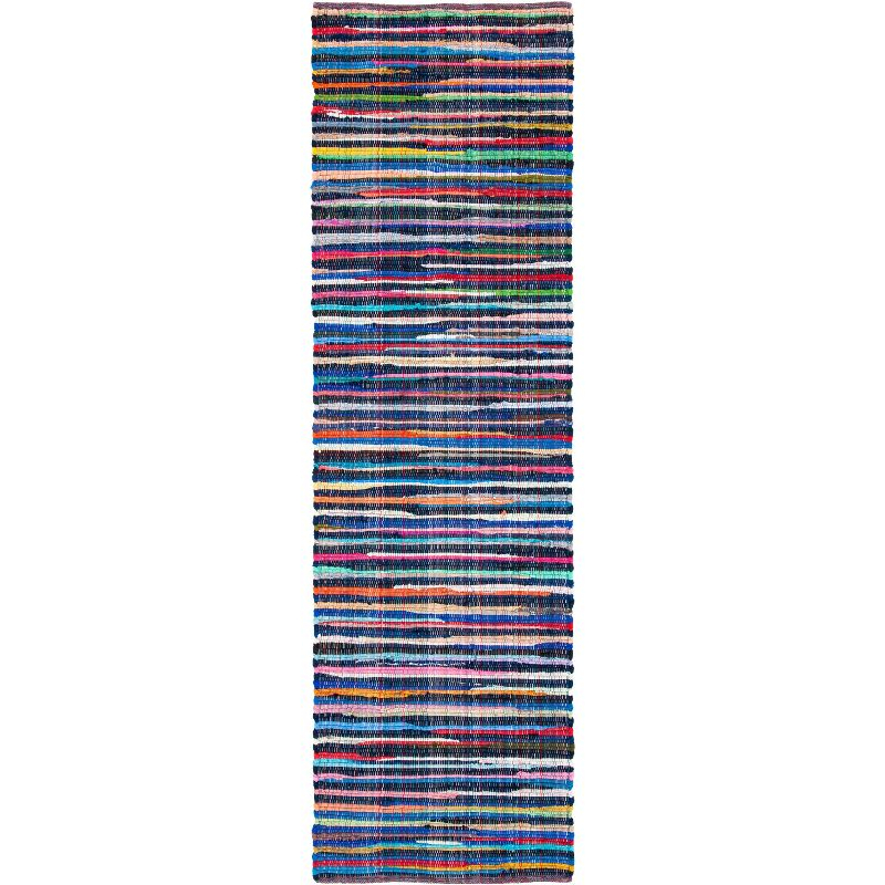 Rag Runner Rug RAR240 Hand Woven Runner Rug - Blue/Multi - 2'3"x10' - Safavieh.