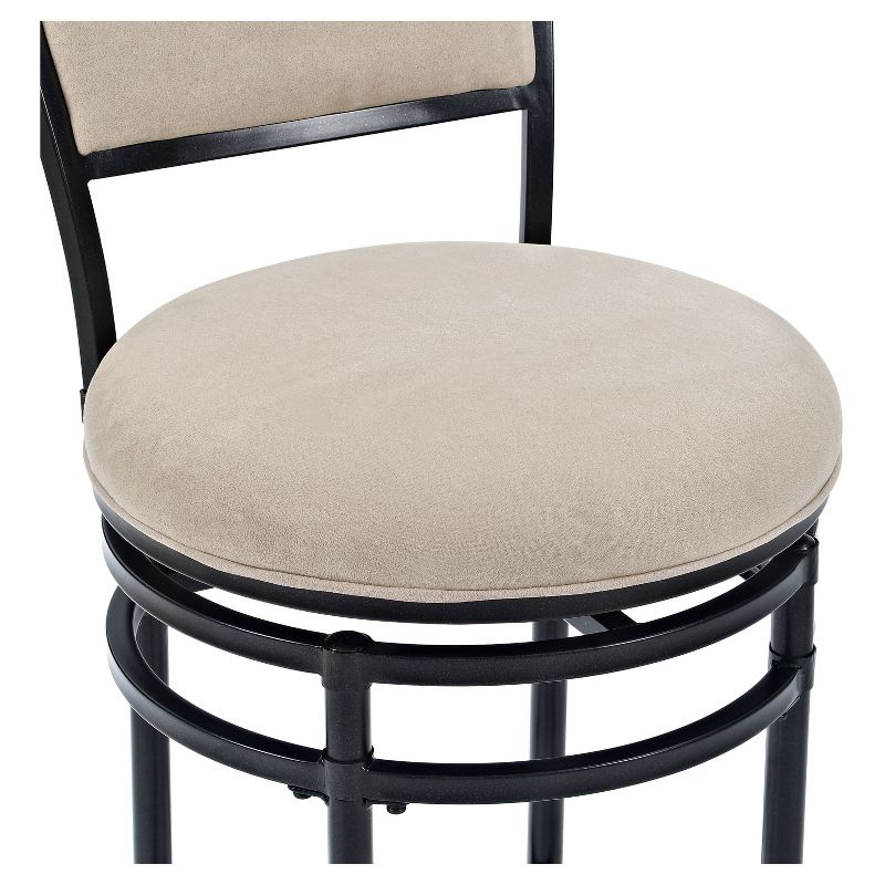Rachel Swivel Barstool Black with Cushion White - Crosley: Metal Frame, Padded Back, 30" Fixed Height