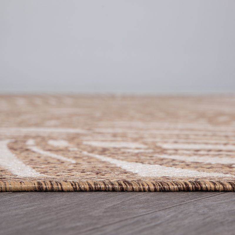 World Rug Gallery Contemporary Palm Leaf Textured Flat Weave Indoor/Outdoor Area Rug - BROWN 5' X 7'