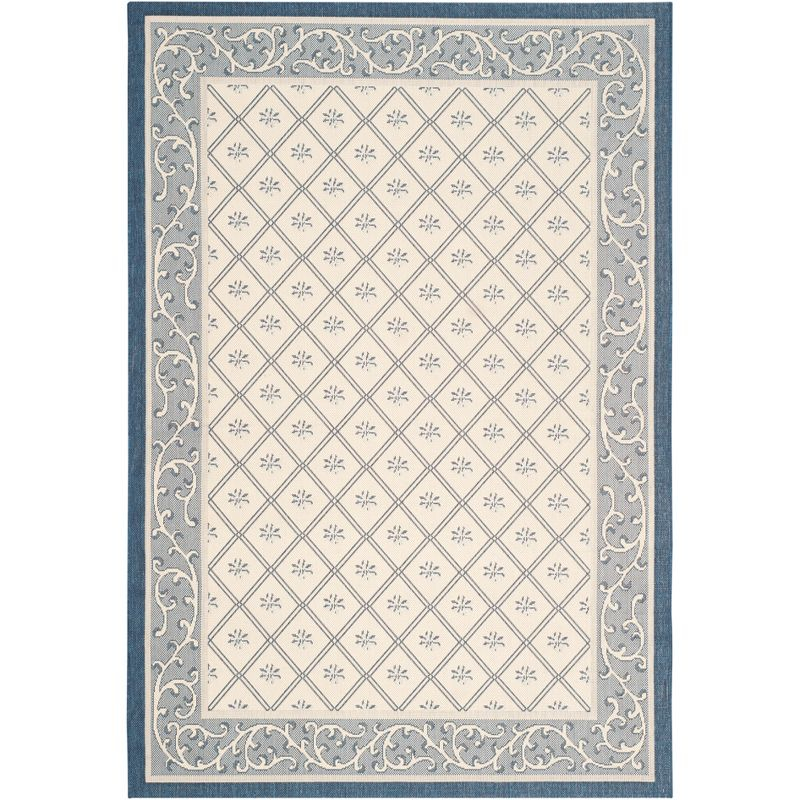 Courtyard CY7427 UV & Stain Resistant Non-Shedding Power Loomed Indoor/Outdoor Area Rug - Beige/Navy - 5'3"x7'7" - Safavieh