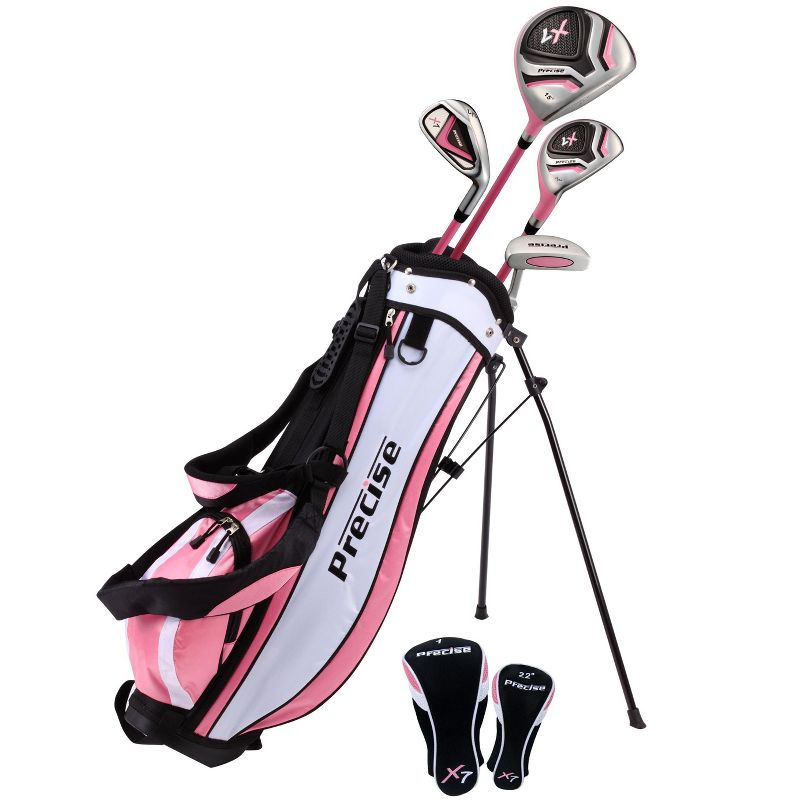 Precise X7 Junior Boys & Girls Complete Left Handed Golf Clubs Set for Children - Age 3-5, Pink Color