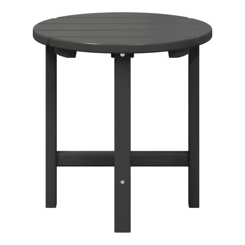 WestinTrends All-Weather Outdoor Patio Round Poly Adirondack Side Table, Gray