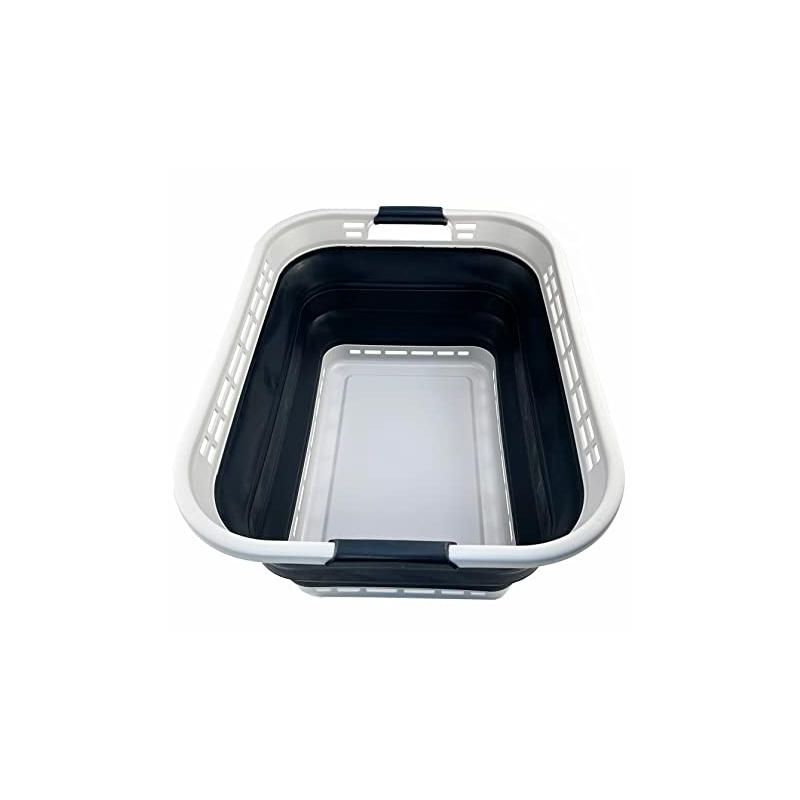 SAMMART 42L (11 Galloons) Collapsible Plastic Laundry Basket, Grey/Slate Grey