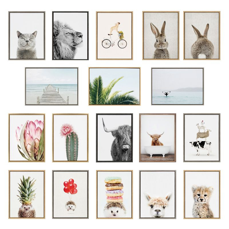 Kate and Laurel Sylvie Bubble Gum Giraffe Framed Canvas by Amy Peterson Art Studio