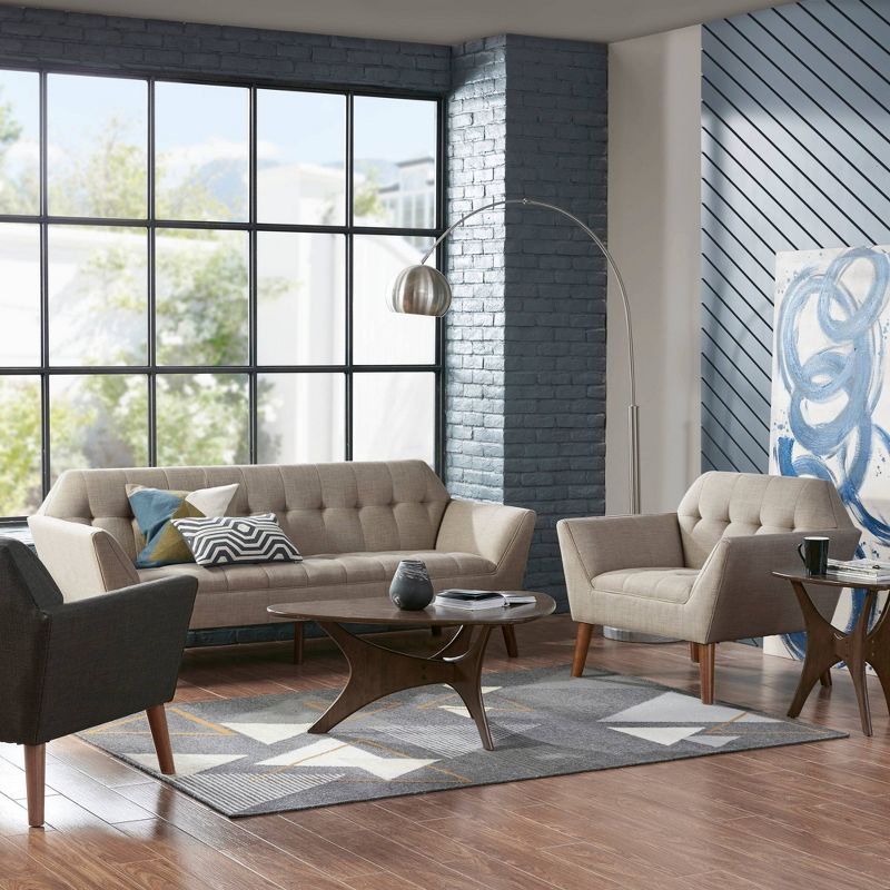 Newport Lounge Chair Charcoal - Ink+Ivy: Mid-Century Modern, Button Tufted, Wood Legs