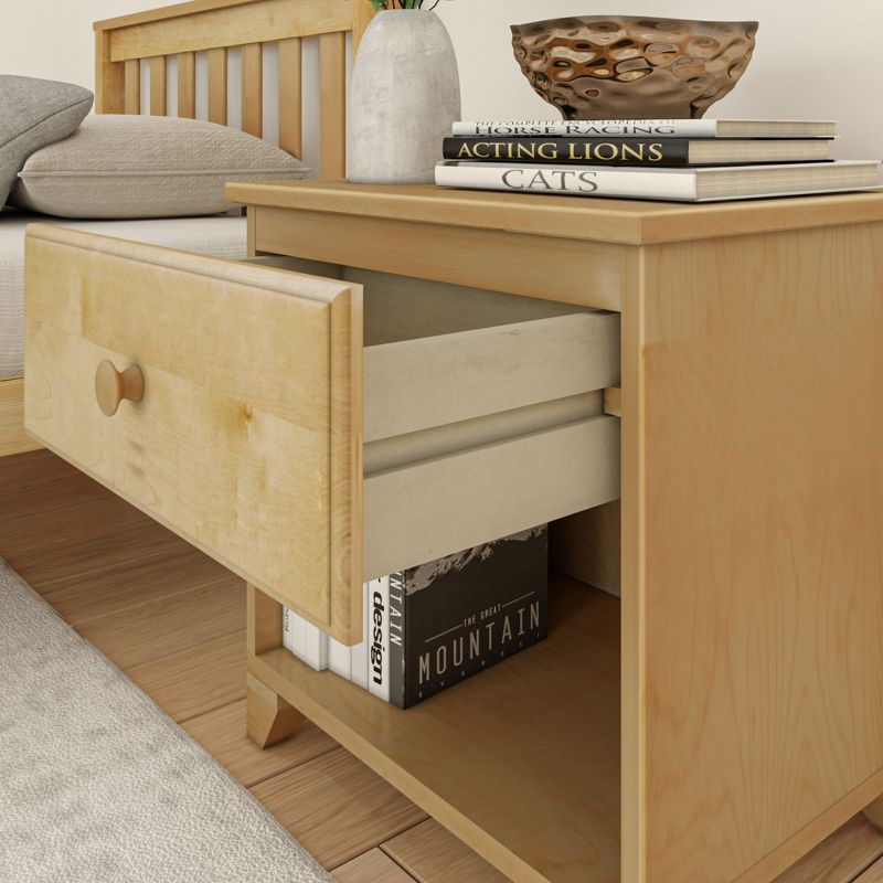 Plank+Beam Solid Wood Nightstand with 1 Drawer for Bedroom