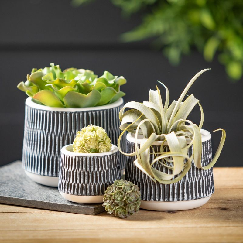 Sullivans 3", 4.25" & 5" Global Motif Low Profile Pots Set of 3, Multicolored