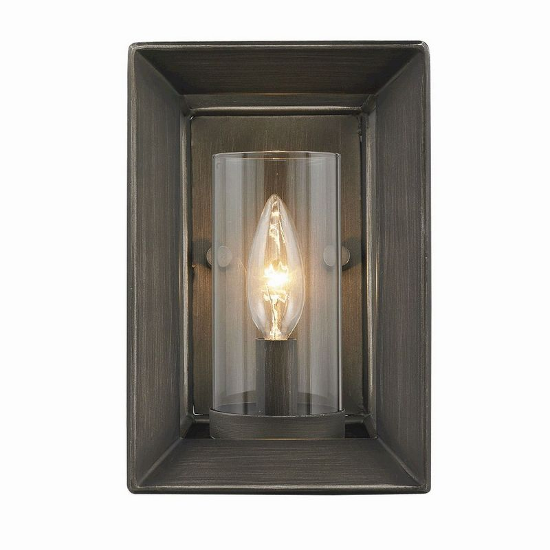 Golden Lighting Smyth 1-Light Wall Sconce in Gunmetal Bronze with Clear Glass