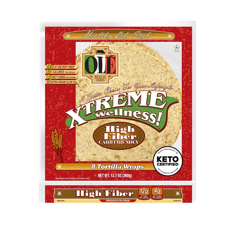 Ole Xtreme Wellness High Fiber Low Carb Keto Friendly Tortilla Wraps - 12.7oz/8ct