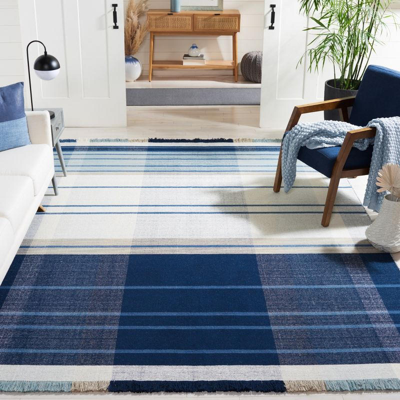 Striped Kilim STK707 Hand Woven Area Rug - Blue/Beige - 8'x10' - Safavieh.
