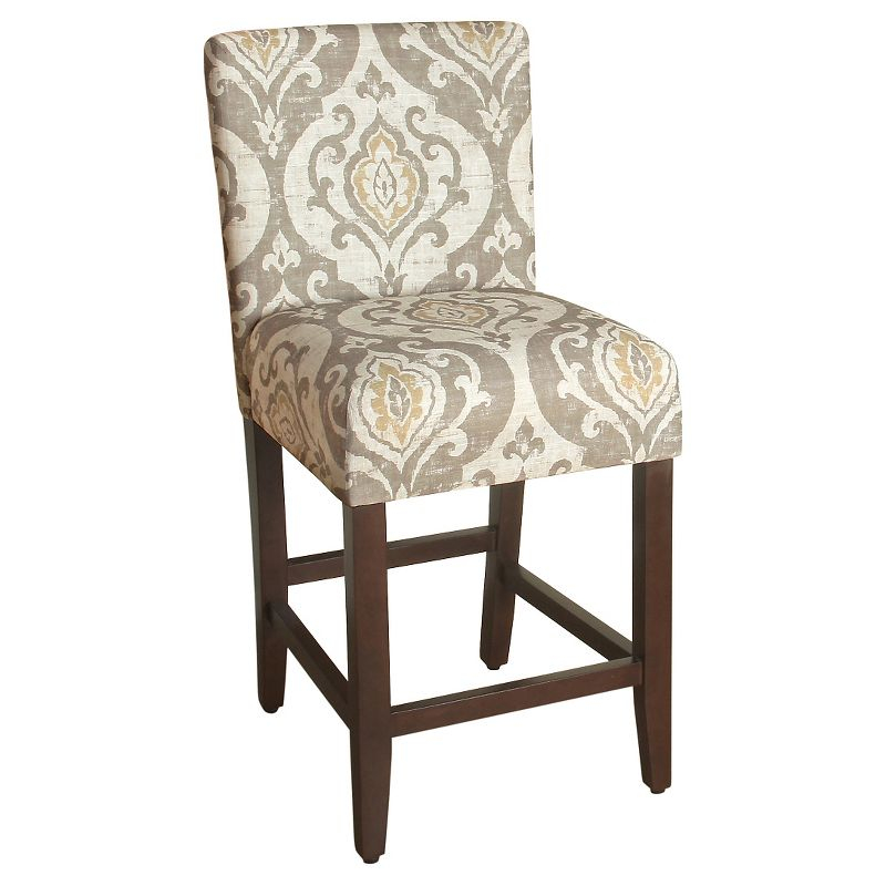 HomePop 24" Counter Height Barstool Natural : Upholstered, Wood Legs, Easy to Assemble
